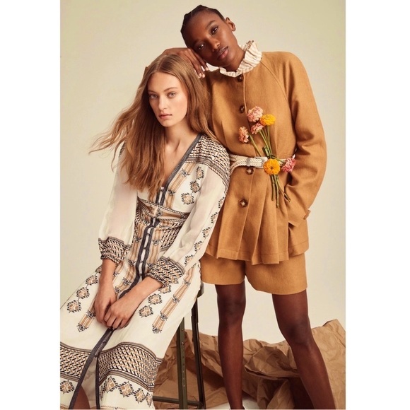 NWT VERONICA BEARD Camel Linen Collarless Tailored Pleated Peplum Blazer 00 - Picture 10 of 17